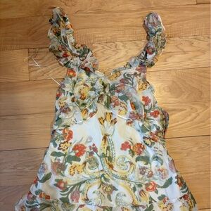 Floral Ruffle Strap Mini Dress